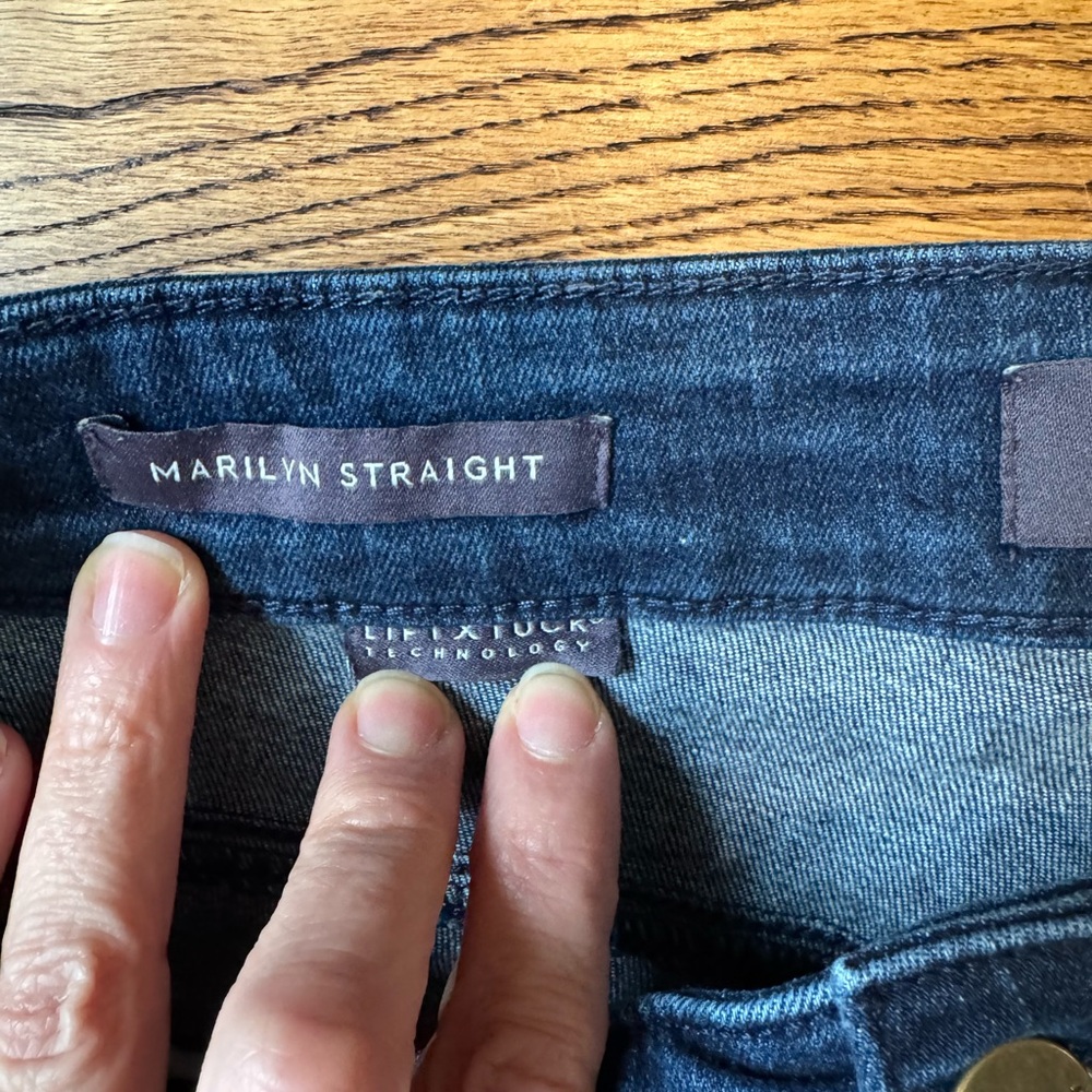 NYDJ Marilyn Straight Leg Jeans in Deep Blue - Picture 3 of 6